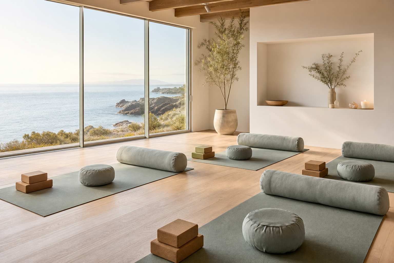 Peaceful yin yoga studio space