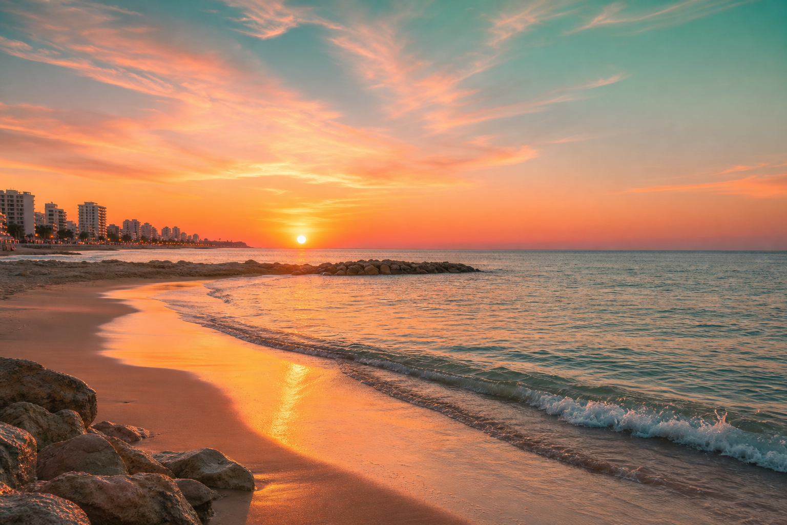 Sunset over Bat Yam beach